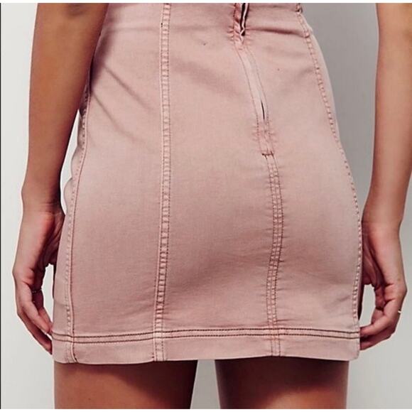 Free People Modern Femme Size 8 Bodycon Denim Mini Skirt in Blush Pink - Picture 6 of 6